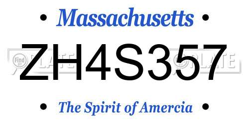 ZH4S357 Massachusetts License Plate