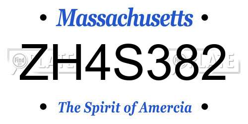 ZH4S382 Massachusetts License Plate