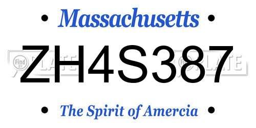 ZH4S387 Massachusetts License Plate