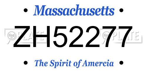 ZH52277 Massachusetts License Plate