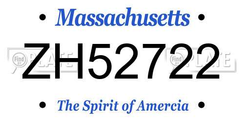ZH52722 Massachusetts License Plate
