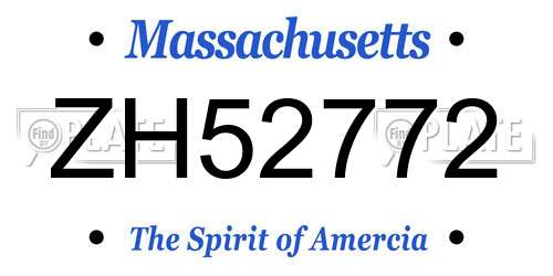 ZH52772 Massachusetts License Plate