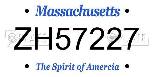 ZH57227 Massachusetts License Plate