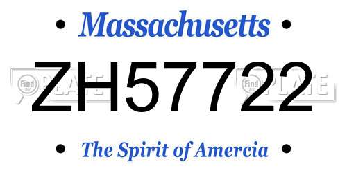 ZH57722 Massachusetts License Plate