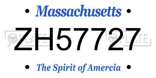 ZH57727 Massachusetts License Plate