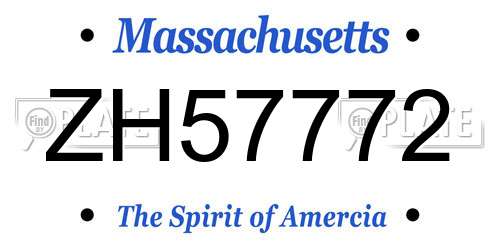 ZH57772 Massachusetts License Plate
