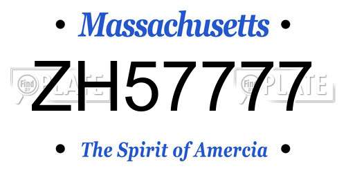ZH57777 Massachusetts License Plate