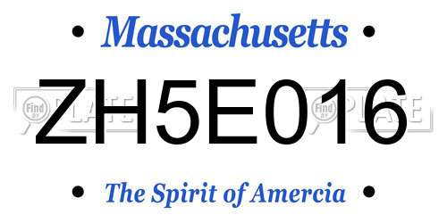 ZH5E016 Massachusetts License Plate