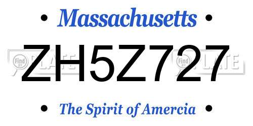 ZH5Z727 Massachusetts License Plate