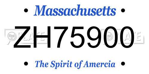 ZH75900 Massachusetts License Plate