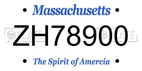 ZH78900 Massachusetts License Plate