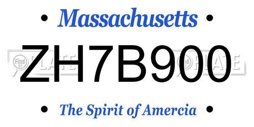 ZH7B900 Massachusetts License Plate