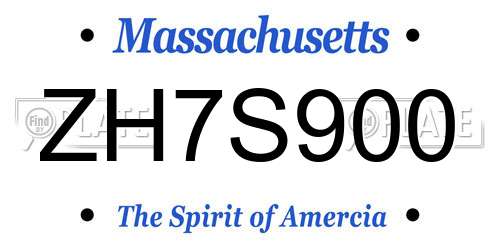 ZH7S900 Massachusetts License Plate