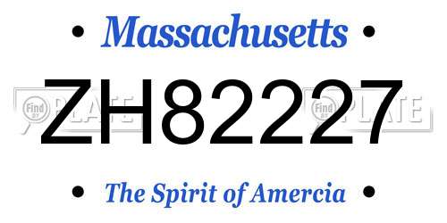 ZH82227 Massachusetts License Plate