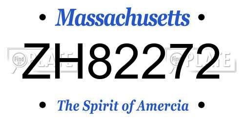 ZH82272 Massachusetts License Plate