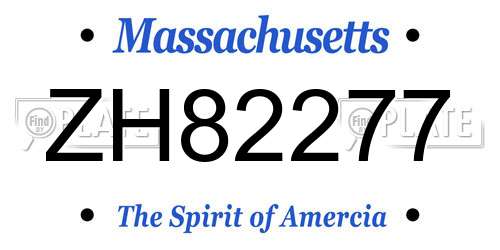 ZH82277 Massachusetts License Plate