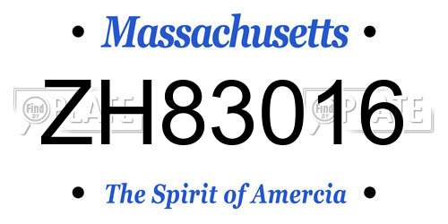 ZH83016 Massachusetts License Plate