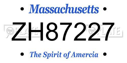 ZH87227 Massachusetts License Plate
