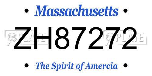 ZH87272 Massachusetts License Plate