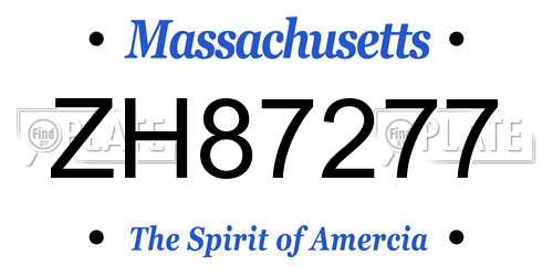 ZH87277 Massachusetts License Plate