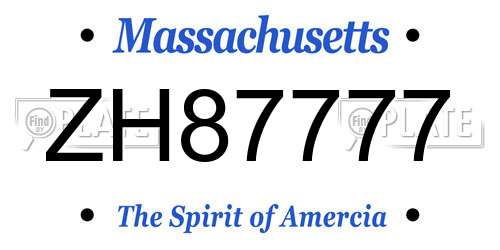 ZH87777 Massachusetts License Plate