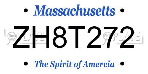 ZH8T272 Massachusetts License Plate