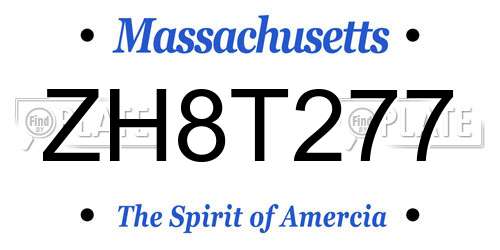 ZH8T277 Massachusetts License Plate