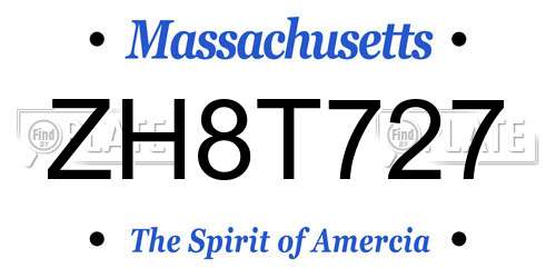 ZH8T727 Massachusetts License Plate