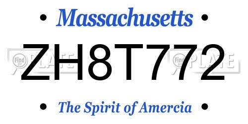 ZH8T772 Massachusetts License Plate