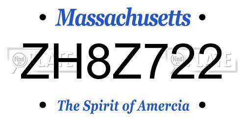 ZH8Z722 Massachusetts License Plate