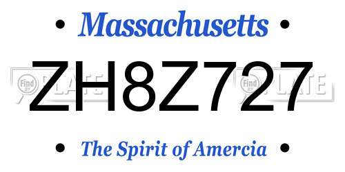 ZH8Z727 Massachusetts License Plate
