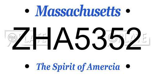 ZHA5352 Massachusetts License Plate