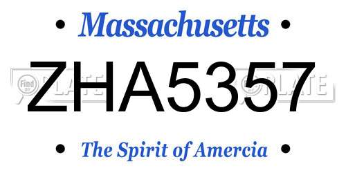 ZHA5357 Massachusetts License Plate