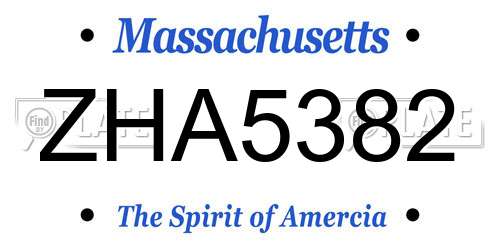 ZHA5382 Massachusetts License Plate