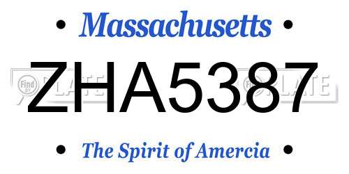ZHA5387 Massachusetts License Plate