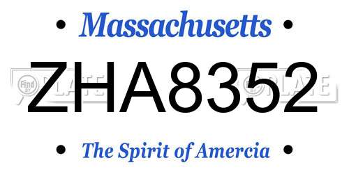 ZHA8352 Massachusetts License Plate