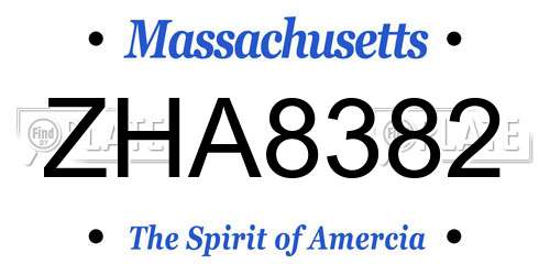 ZHA8382 Massachusetts License Plate