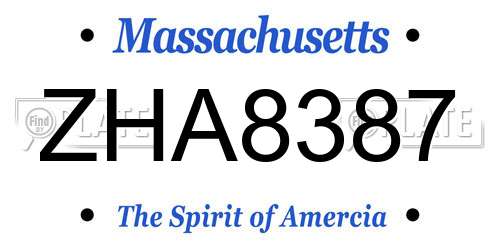 ZHA8387 Massachusetts License Plate