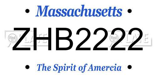 ZHB2222 Massachusetts License Plate