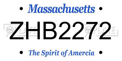 ZHB2272 Massachusetts License Plate