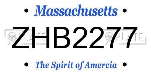 ZHB2277 Massachusetts License Plate