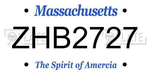 ZHB2727 Massachusetts License Plate