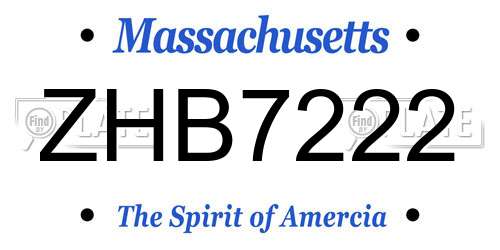 ZHB7222 Massachusetts License Plate