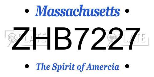 ZHB7227 Massachusetts License Plate