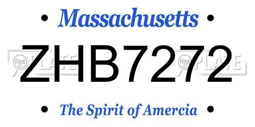ZHB7272 Massachusetts License Plate