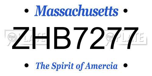 ZHB7277 Massachusetts License Plate