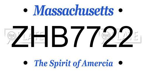 ZHB7722 Massachusetts License Plate