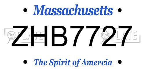 ZHB7727 Massachusetts License Plate
