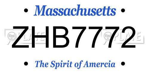 ZHB7772 Massachusetts License Plate