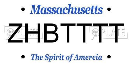 ZHBTTTT Massachusetts License Plate